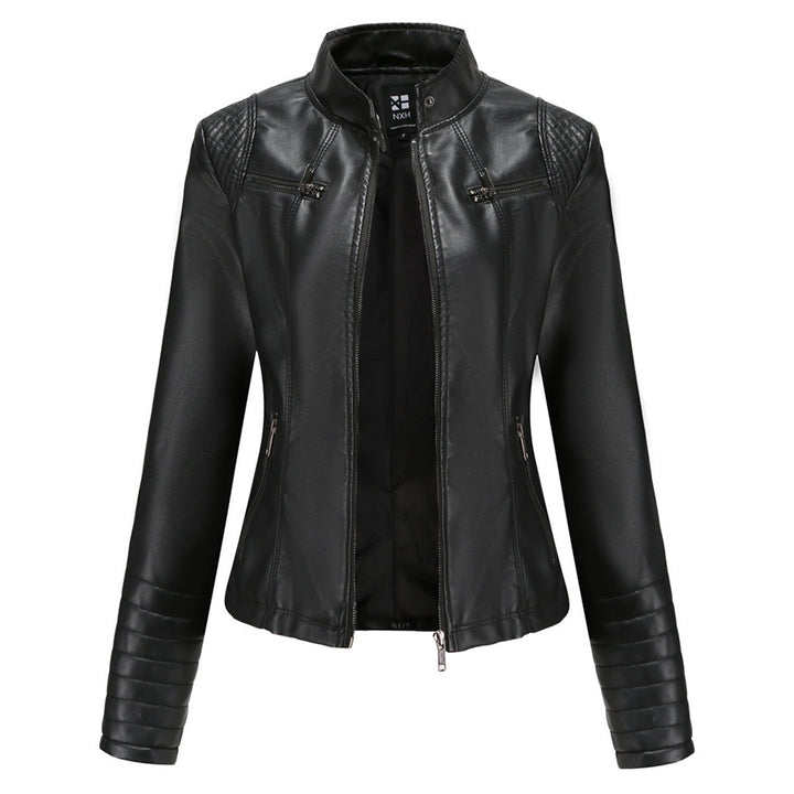 Herbstliche Lederjacke Damen Trendy Design - IdealeKleiden