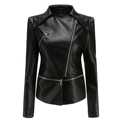 Herbstliche Lederjacke Trendy Damen - IdealeKleiden