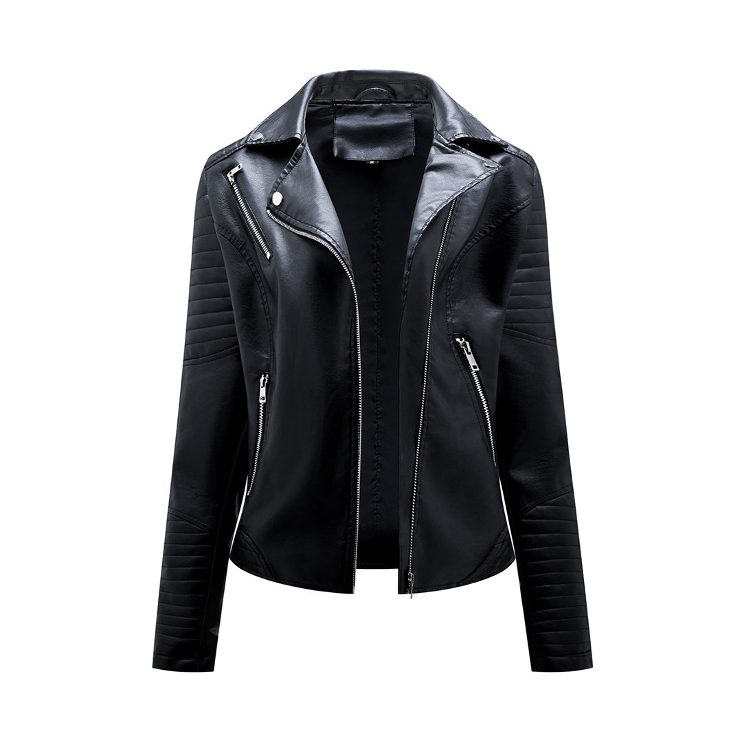 Modische Lederjacke Herbst Trend
