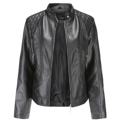 Lederjacke Slim Fit Steppjacke Schulterpolster - IdealeKleiden