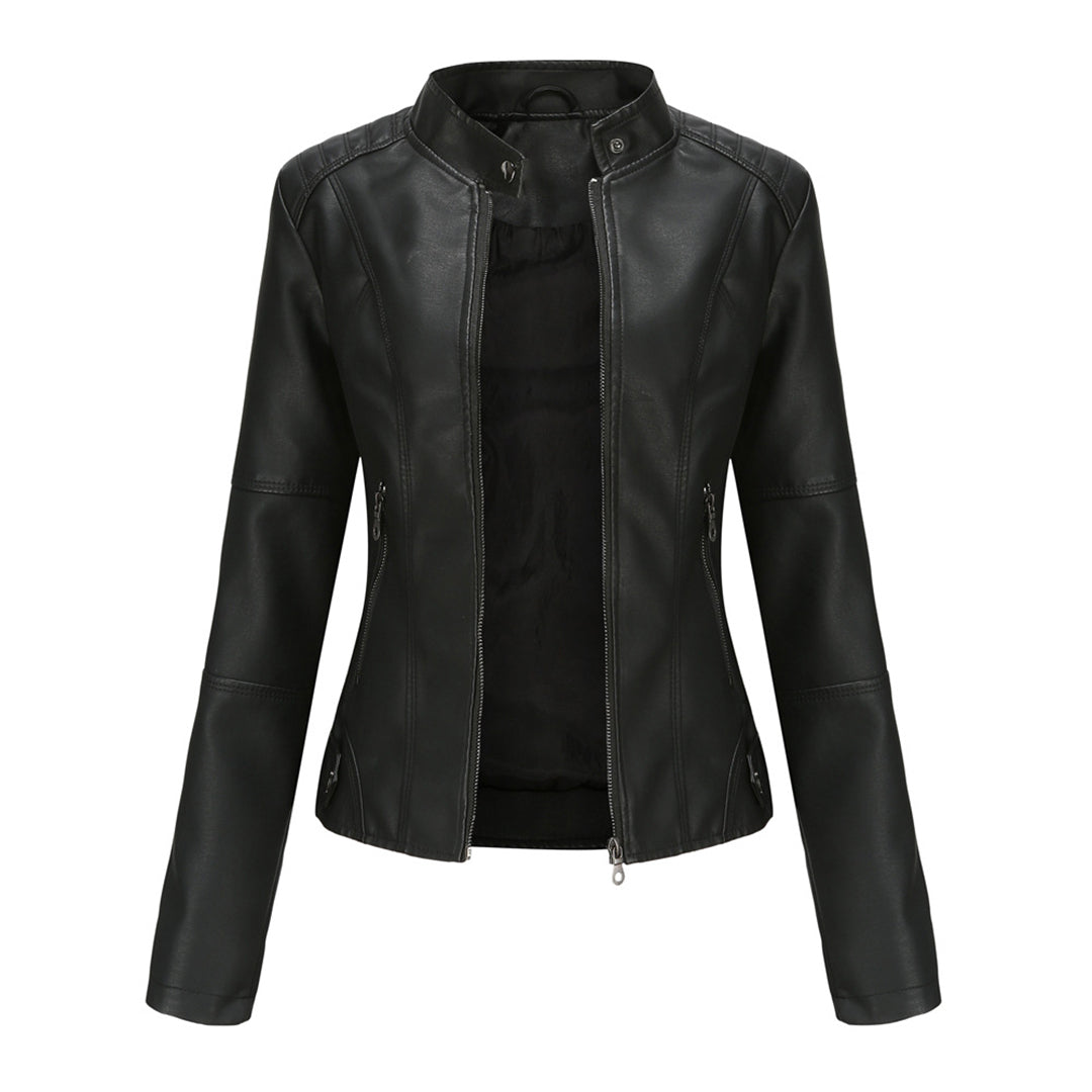 Leder Bikerjacke Mit Reißverschluss & Nieten