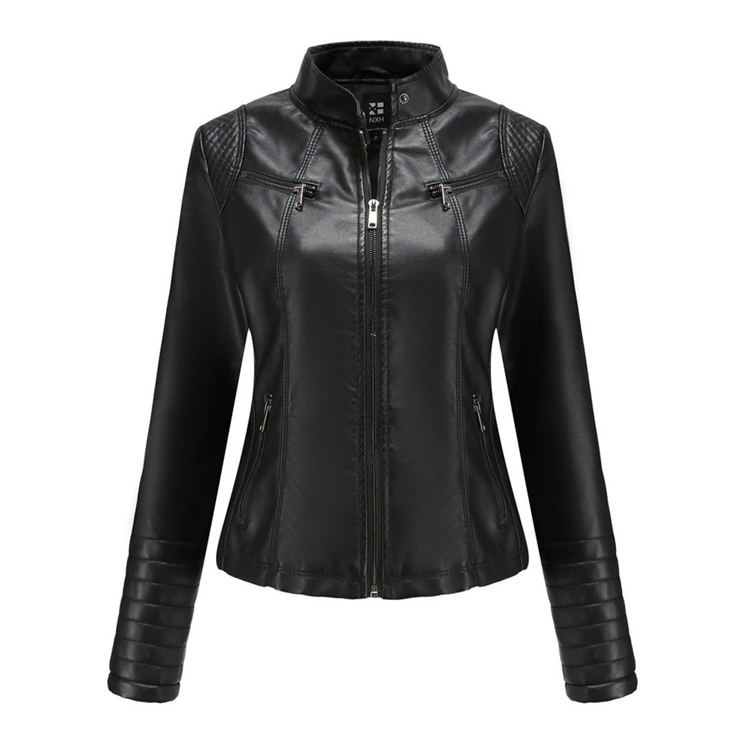 Herbstliche Lederjacke Damen Trendy Design