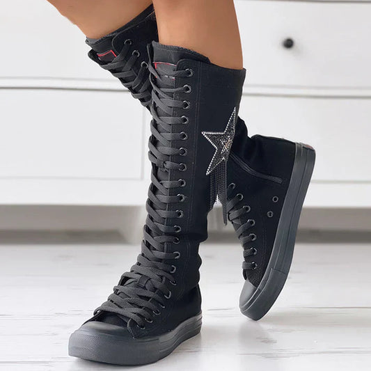 Stylische Schnürstiefel mit Quasten Detail - IdealeKleiden