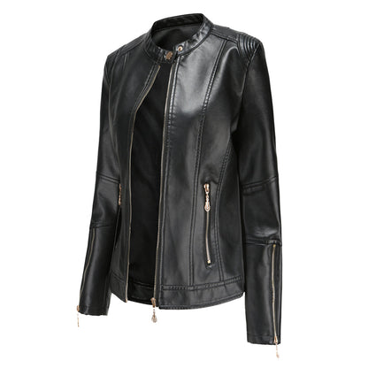 Herbst Lederjacke Frauen Stilvoll
