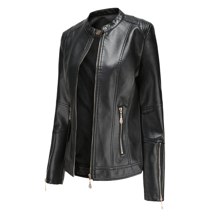 Herbst Lederjacke Frauen Stilvoll