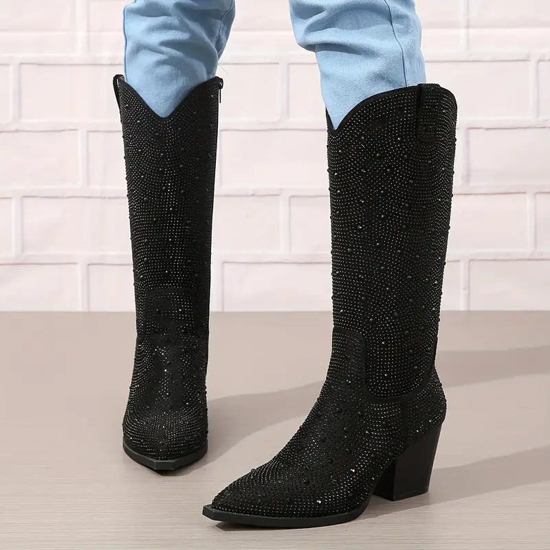Glitzernde Damenstiefel Western Look