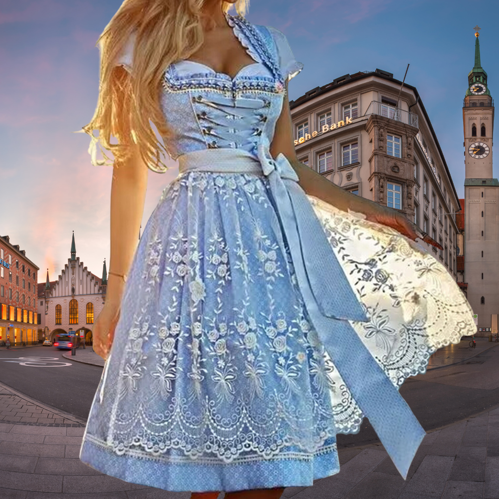 Traditionelles Dirndl Set mit Schürze und Bluse - IdealeKleiden