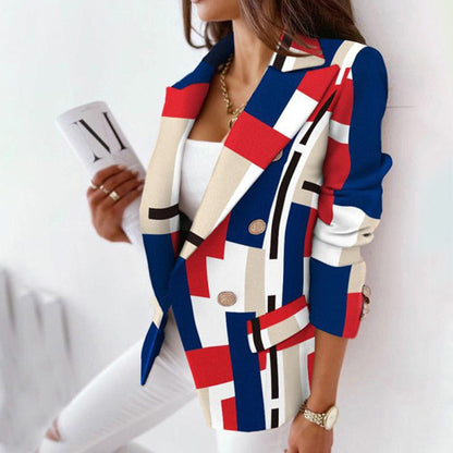 Eleganter Blazer Karo Muster Taillierte Form