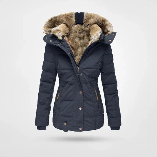 Warme Winterjacke mit Pelzkrage