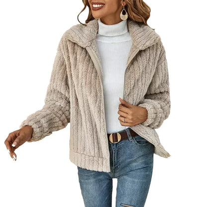 Stylische Plüschjacke Luxus Fleece Damen