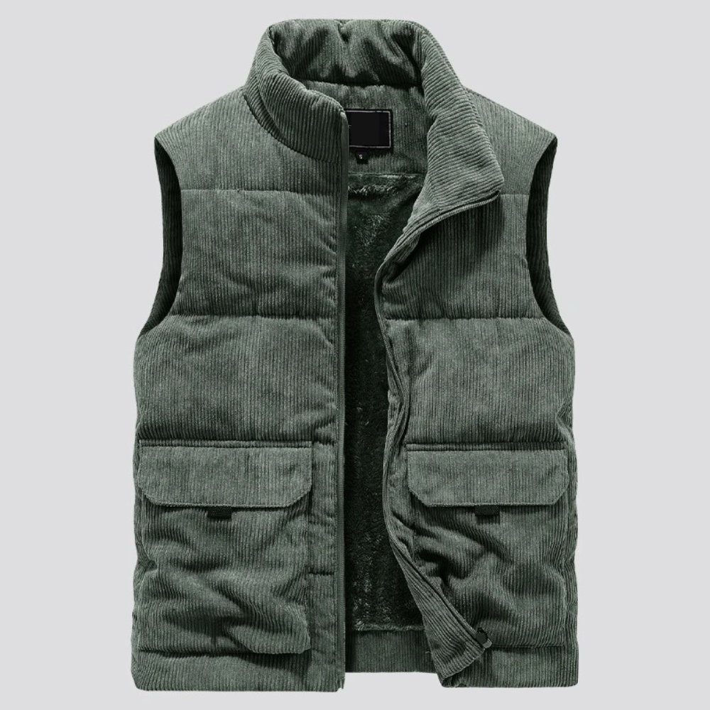 Gefütterter Herren Bodywarmer Cord Pufferjacke