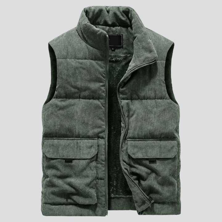 Gefütterter Herren Bodywarmer Cord Pufferjacke