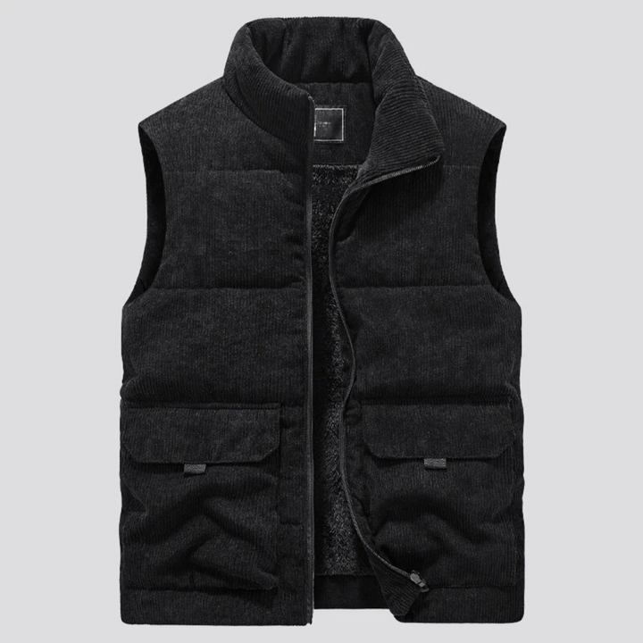 Gefütterter Herren Bodywarmer Cord Pufferjacke