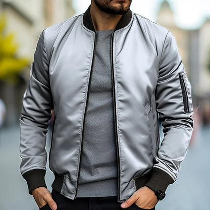 Herren Bomberjacke Slim Fit Reißverschluss
