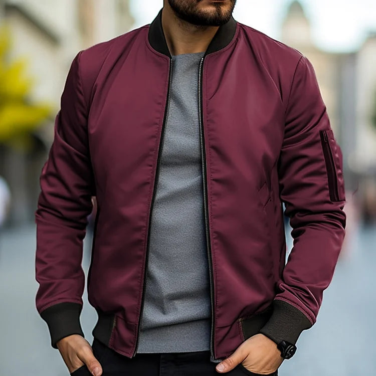 Herren Bomberjacke Slim Fit Reißverschluss