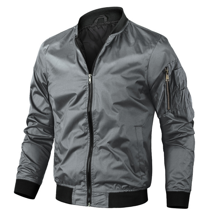 Herren Bomberjacke Reißverschluss Polyester Herbst