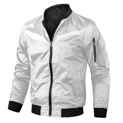 Herren Bomberjacke Reißverschluss Polyester Herbst