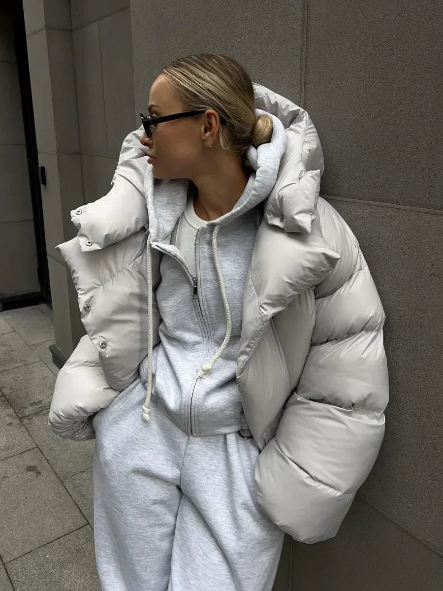 Damen Winterparka Oversized Kapuze Jacke - IdealeKleiden