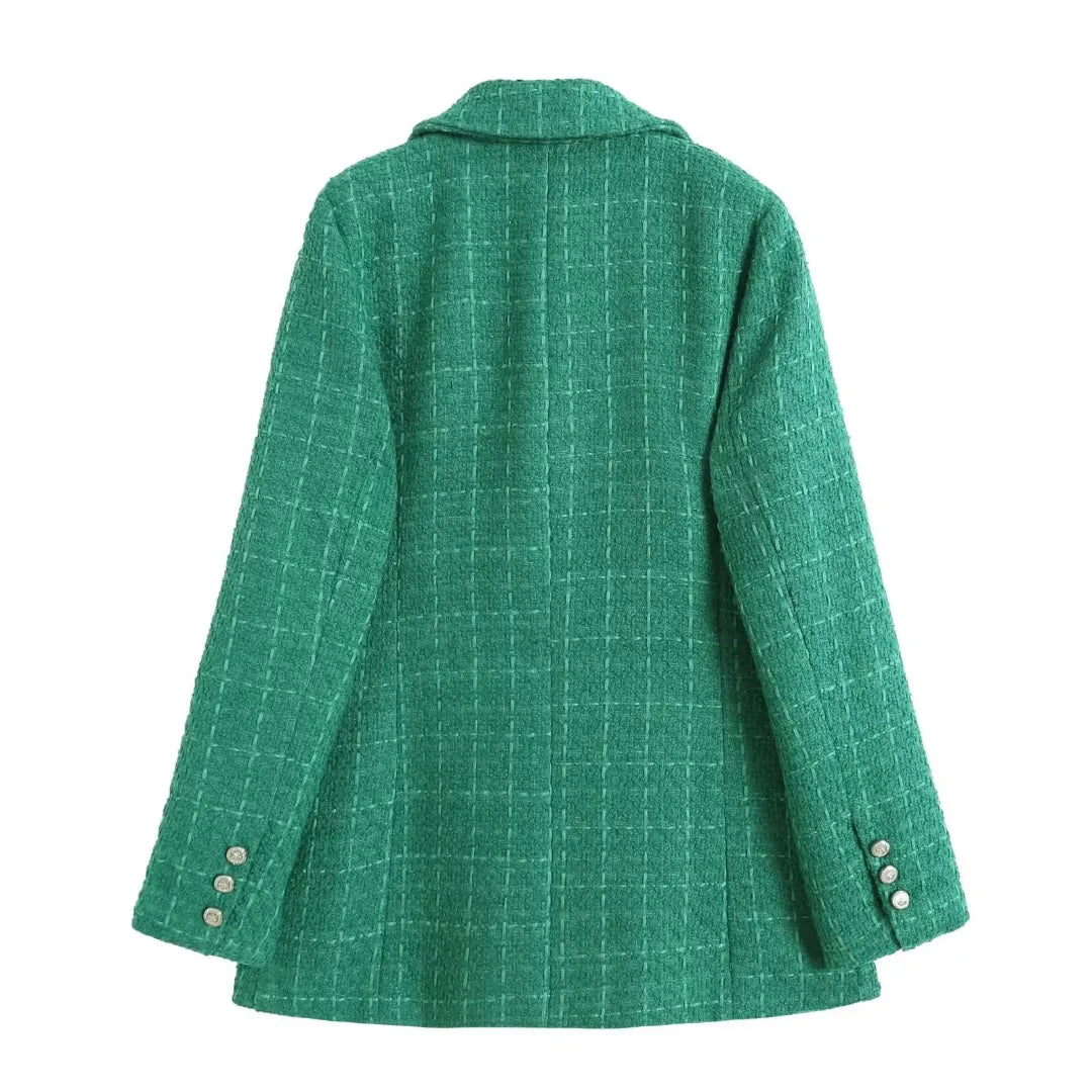 Stylische Doppelreiher Jacke Textil-Look - IdealeKleiden