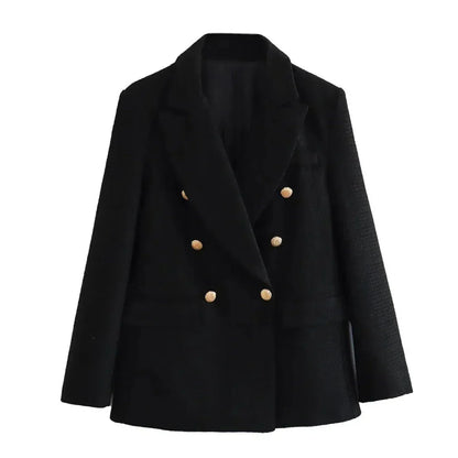 Stylische Doppelreiher Jacke Textil-Look