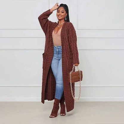 Langer Cardigan Damen Klassisch Winter