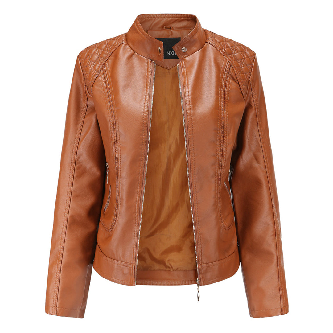 Elegante Lederjacke Damen Schwarz Lederschutz