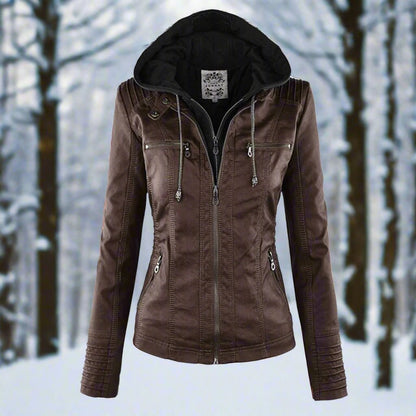 Mode Bikerjacke Slim Fit Kunstleder