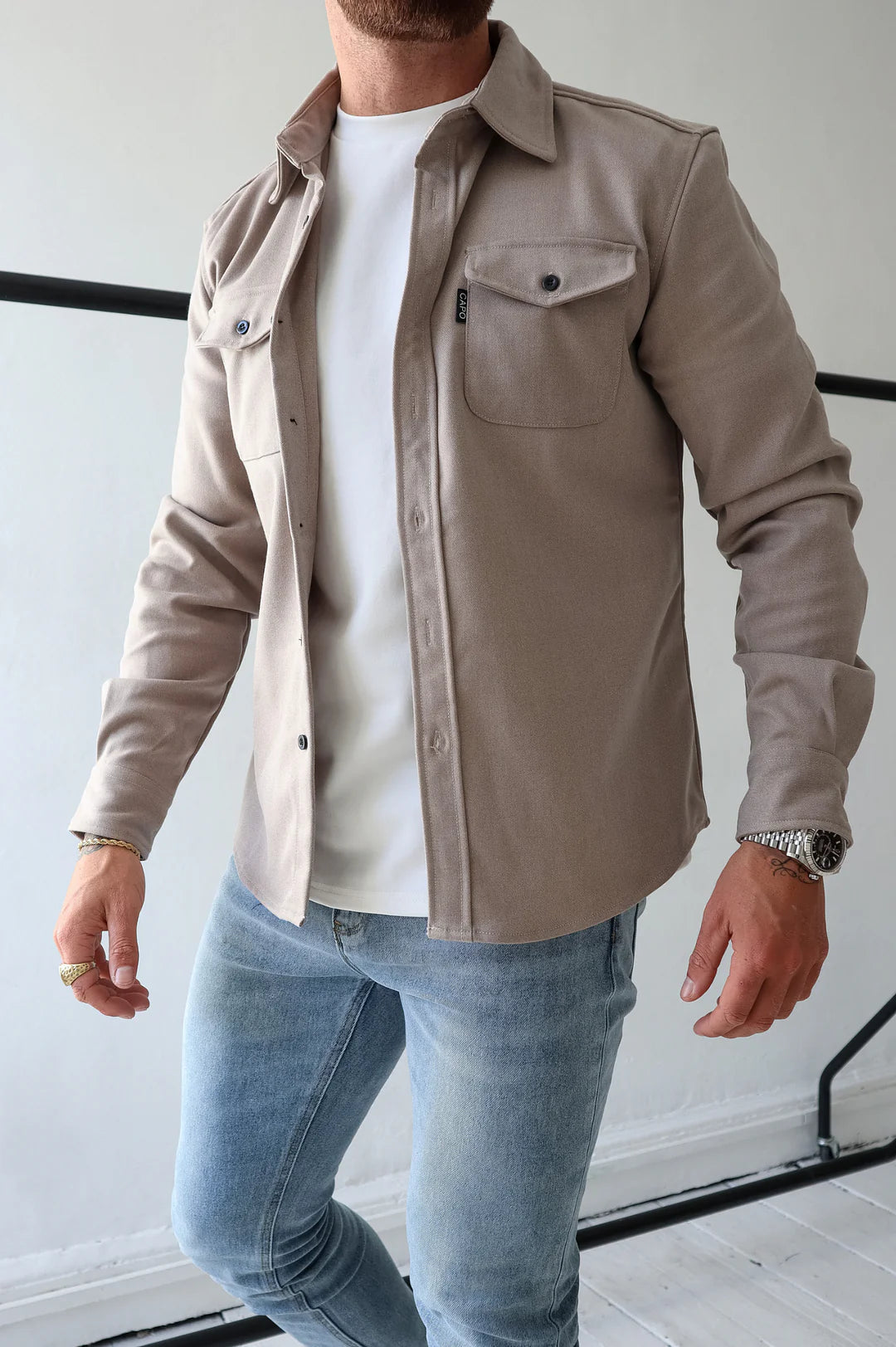 Herren Langarm Hemd mit Brusttasche
