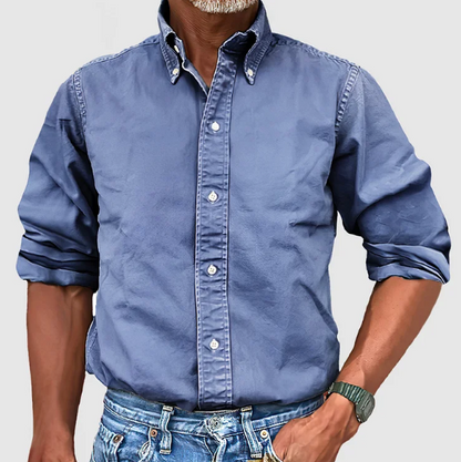 Herren Jeanshemd Langarm Mit Kragen Modern