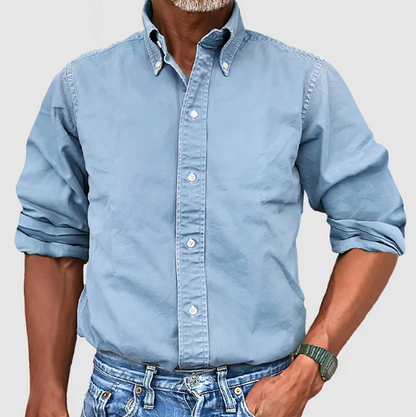 Herren Jeanshemd Langarm Mit Kragen Modern