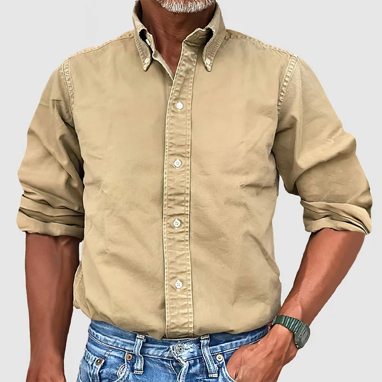 Herren Jeanshemd Langarm Mit Kragen Modern