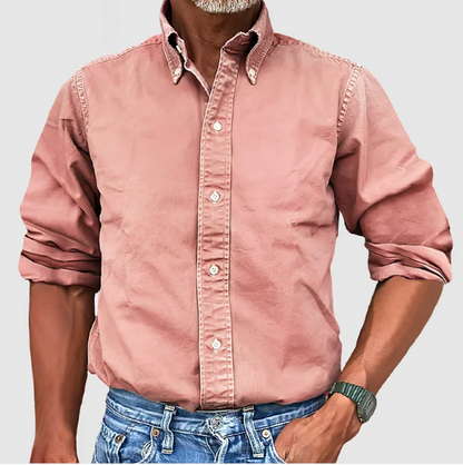 Herren Jeanshemd Langarm Mit Kragen Modern