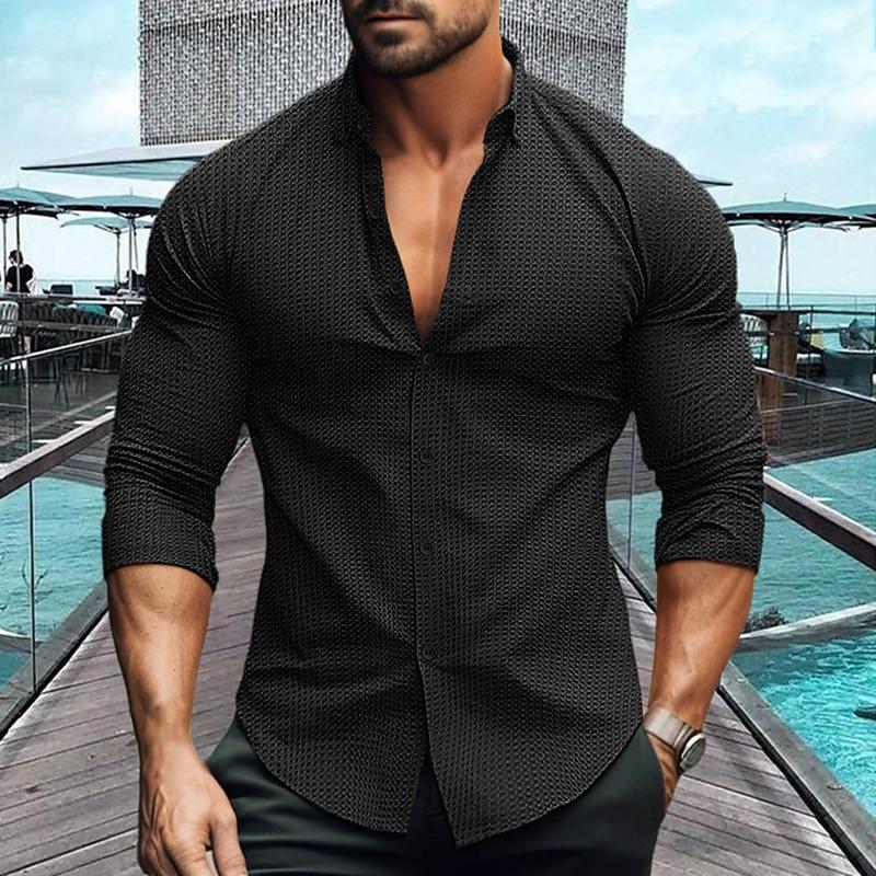 Herren Polohemd Slim Fit Langarm