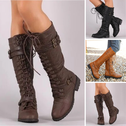 Stylische Schnürstiefel Retro Design - IdealeKleiden