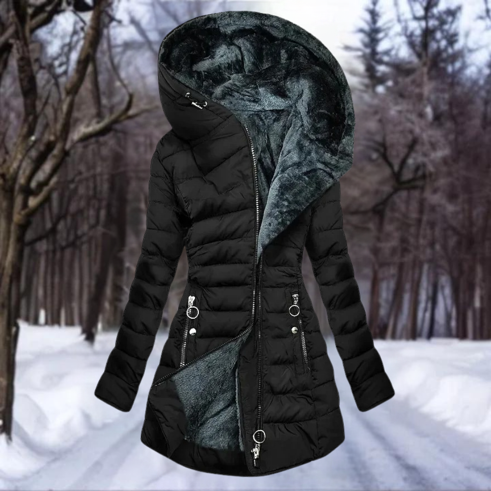 Daunenmantel Damen Slim Fit Kapuze Isolierend