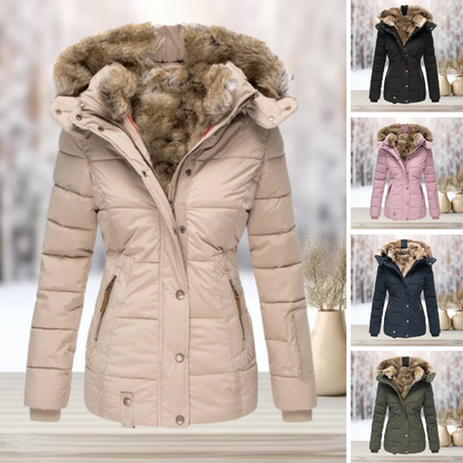 Damen Winterjacke Puffer Elegant Schwarz - IdealeKleiden