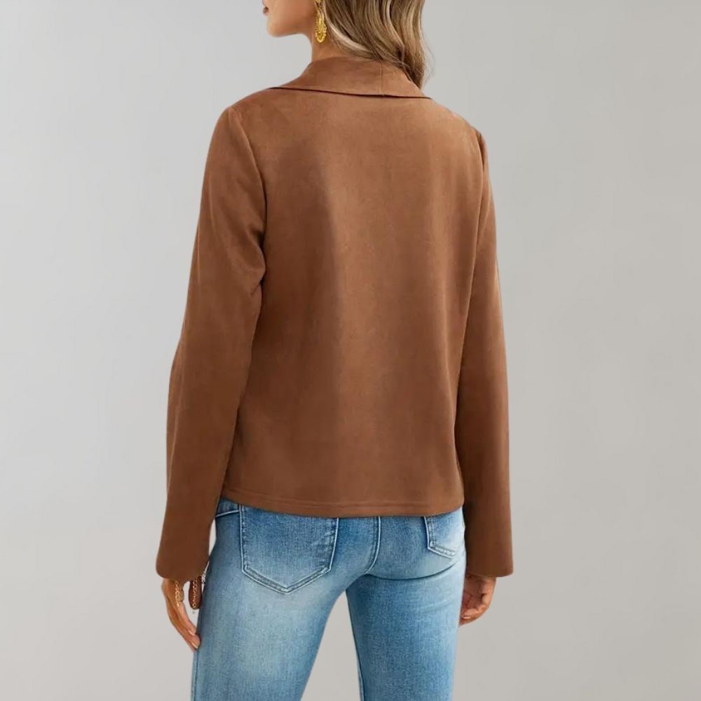 Herrenlose Wildlederjacke Herbst Chic Frauen - IdealeKleiden