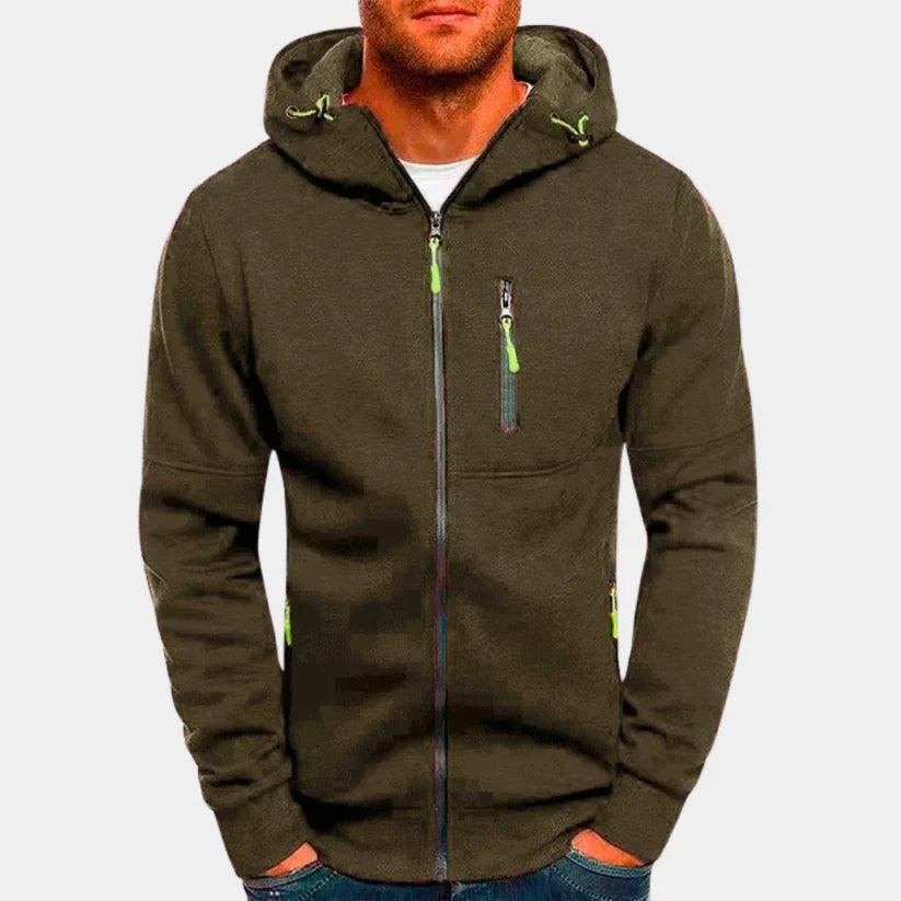 Slim Fit Hoodie mit Reißverschluss und Seitentaschen