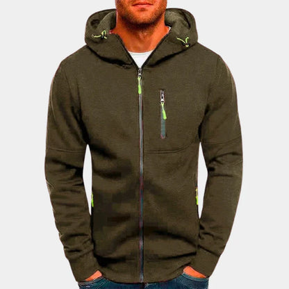Slim Fit Hoodie mit Reißverschluss und Seitentaschen