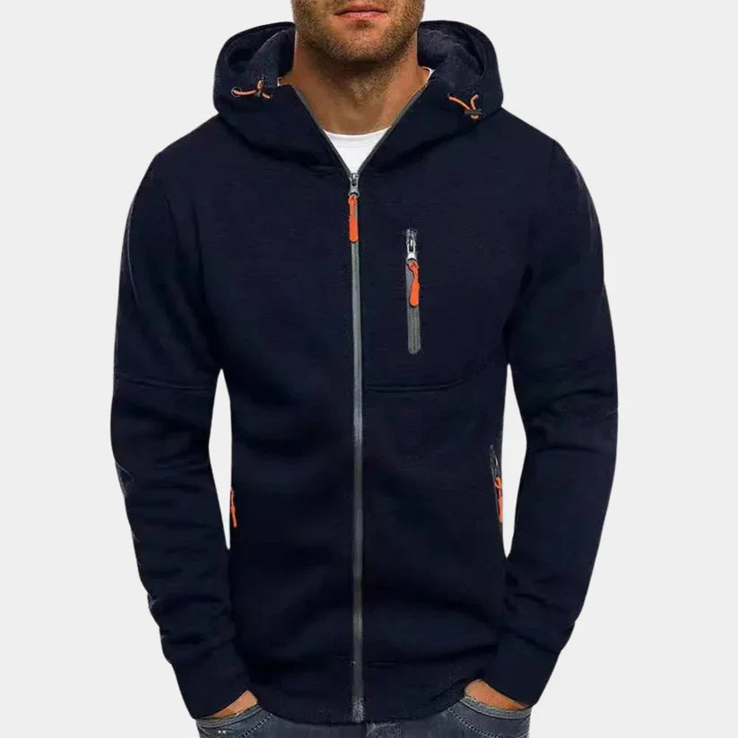 Slim Fit Hoodie mit Reißverschluss und Seitentaschen