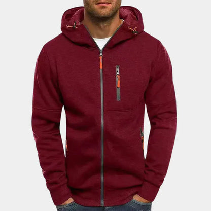 Slim Fit Hoodie mit Reißverschluss und Seitentaschen