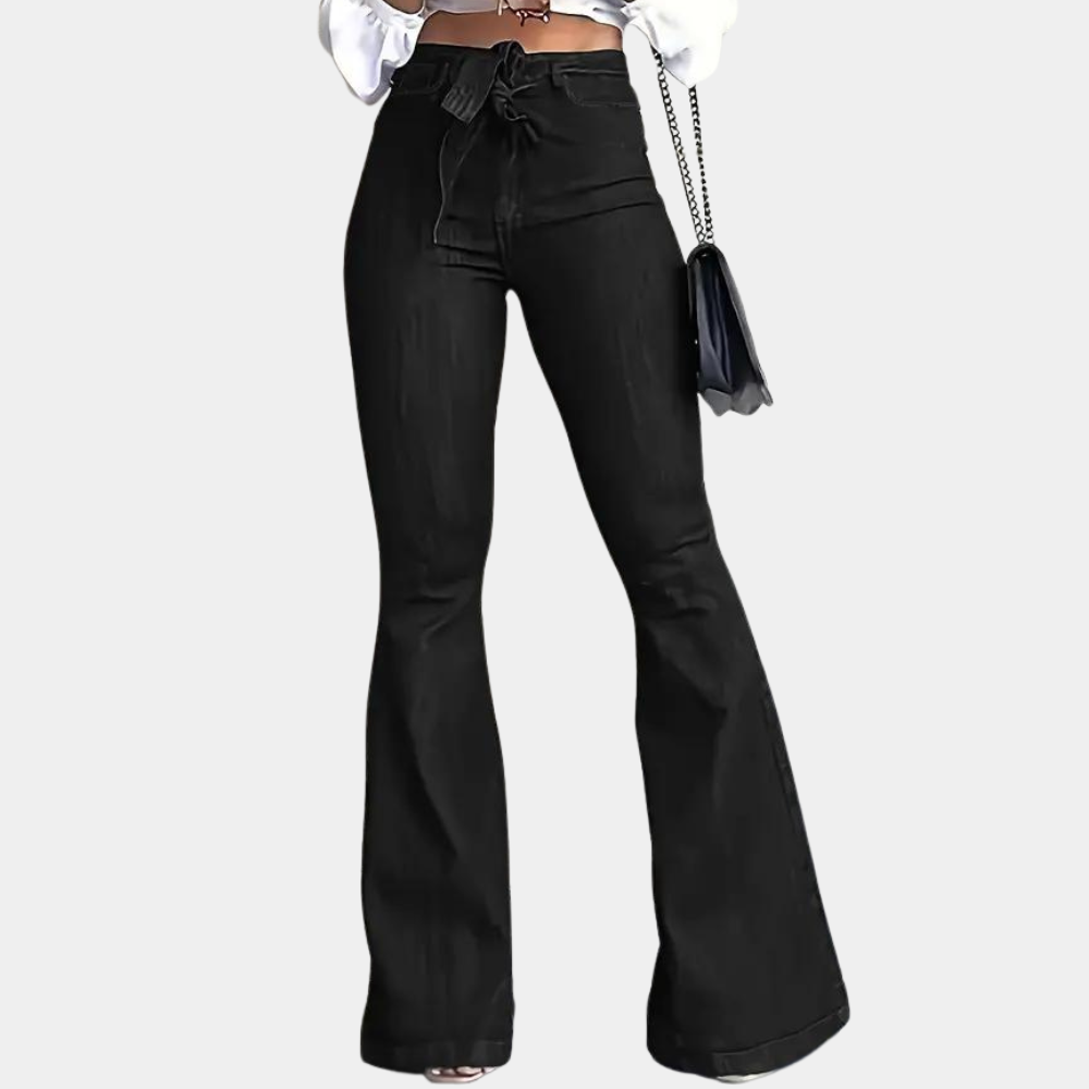 Elegante Damen Hose Hoch Tailliert A-Linie Stil