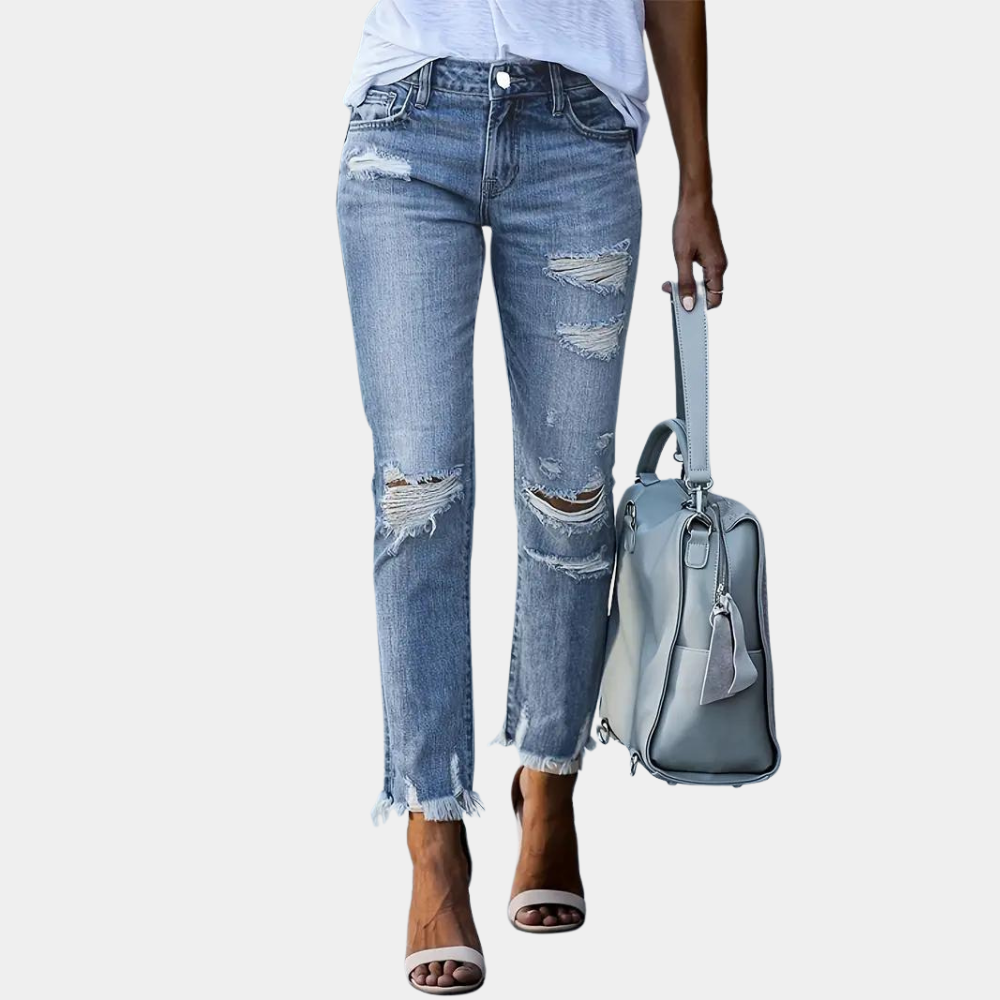 Modische Frauenjeans Destroyed Look - IdealeKleiden