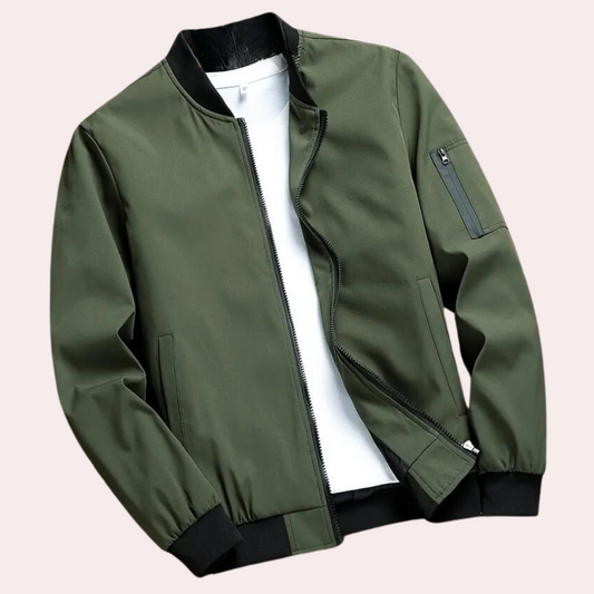 Leichte Bomberjacke Mit Taschen Rippbündchen - IdealeKleiden