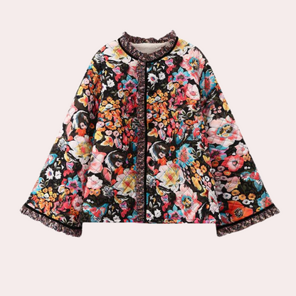 Herbstliche Damenjacke Blumenmuster