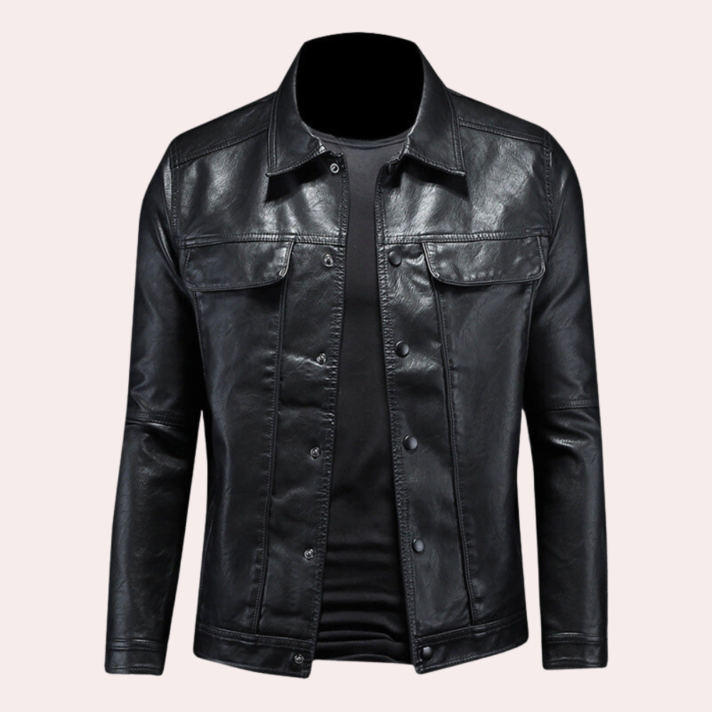 Modische Lederjacke Herren Biker Stil - IdealeKleiden