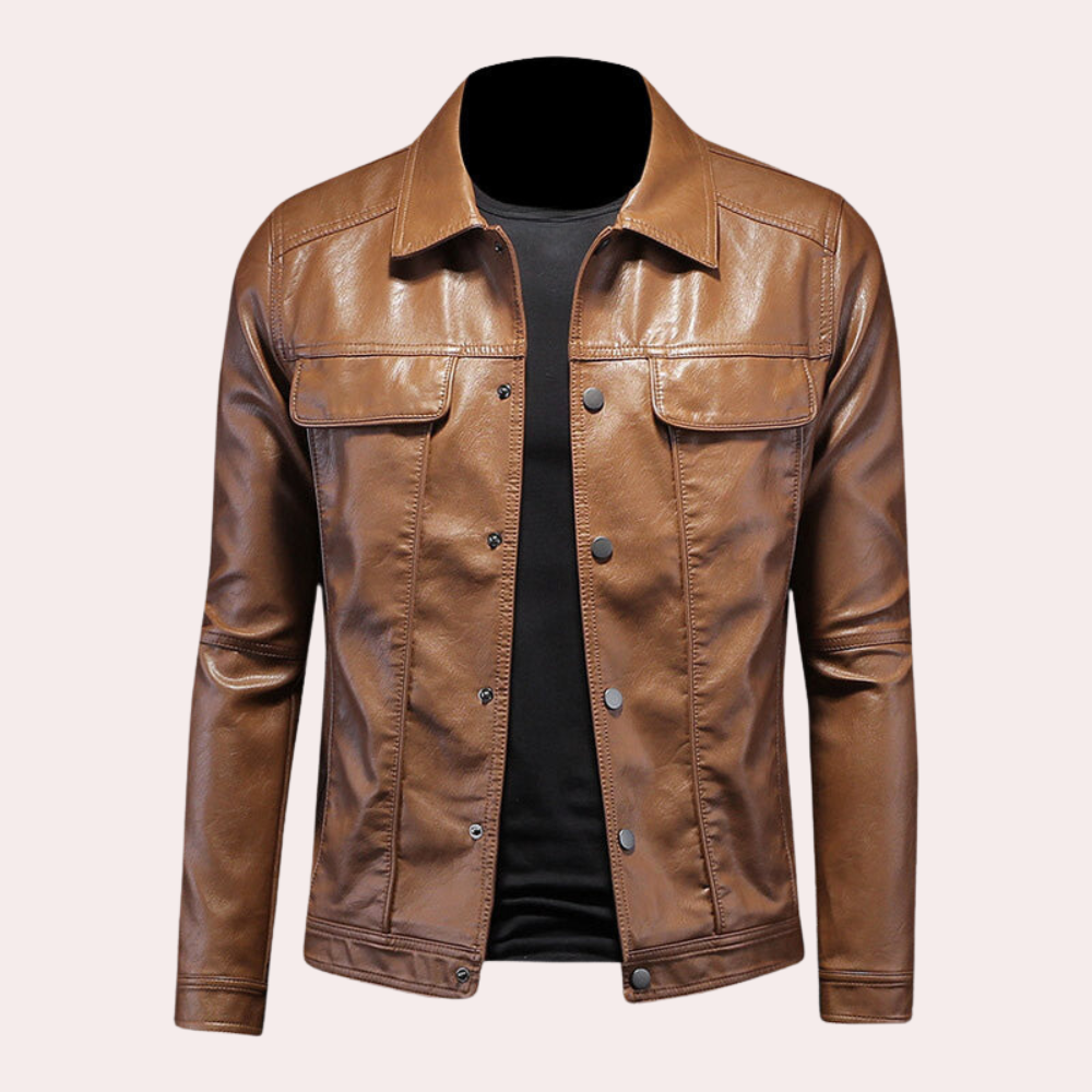 Modische Lederjacke Herren Biker Stil