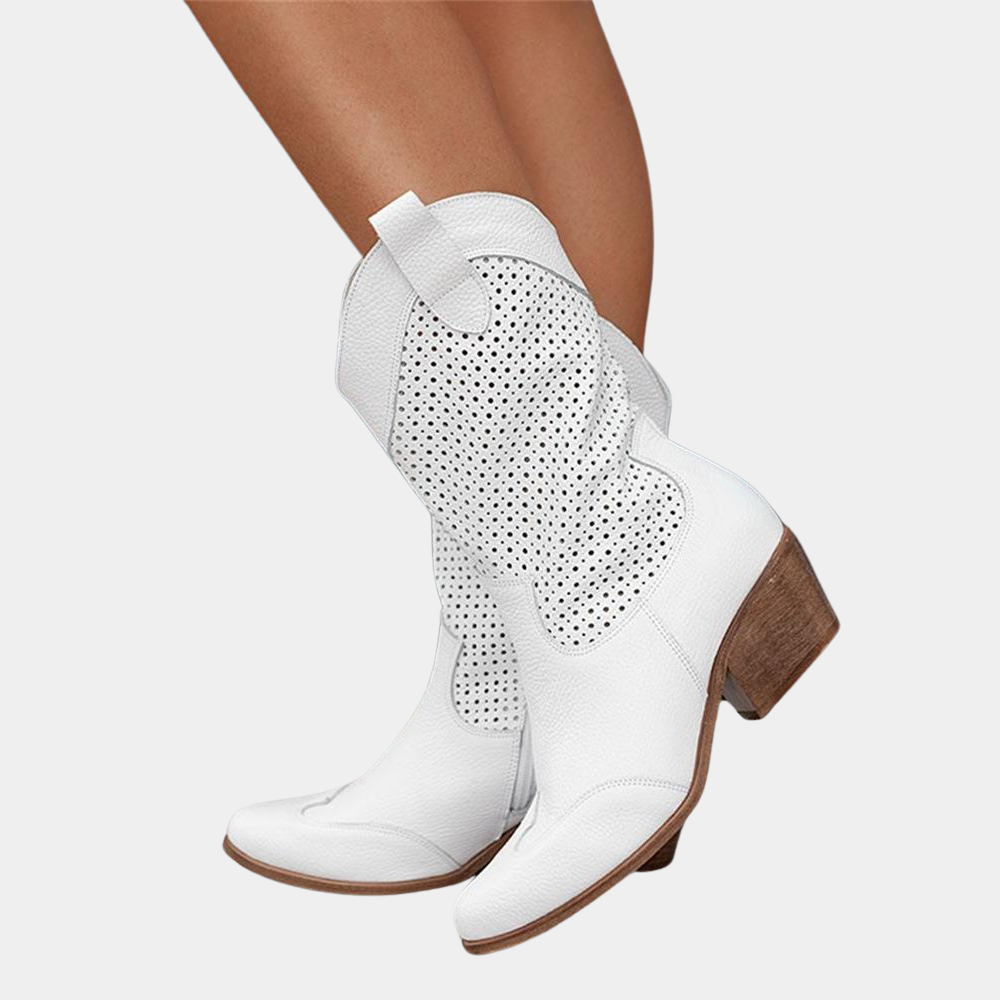 Western Stiefel Leder Braun Perforiert
