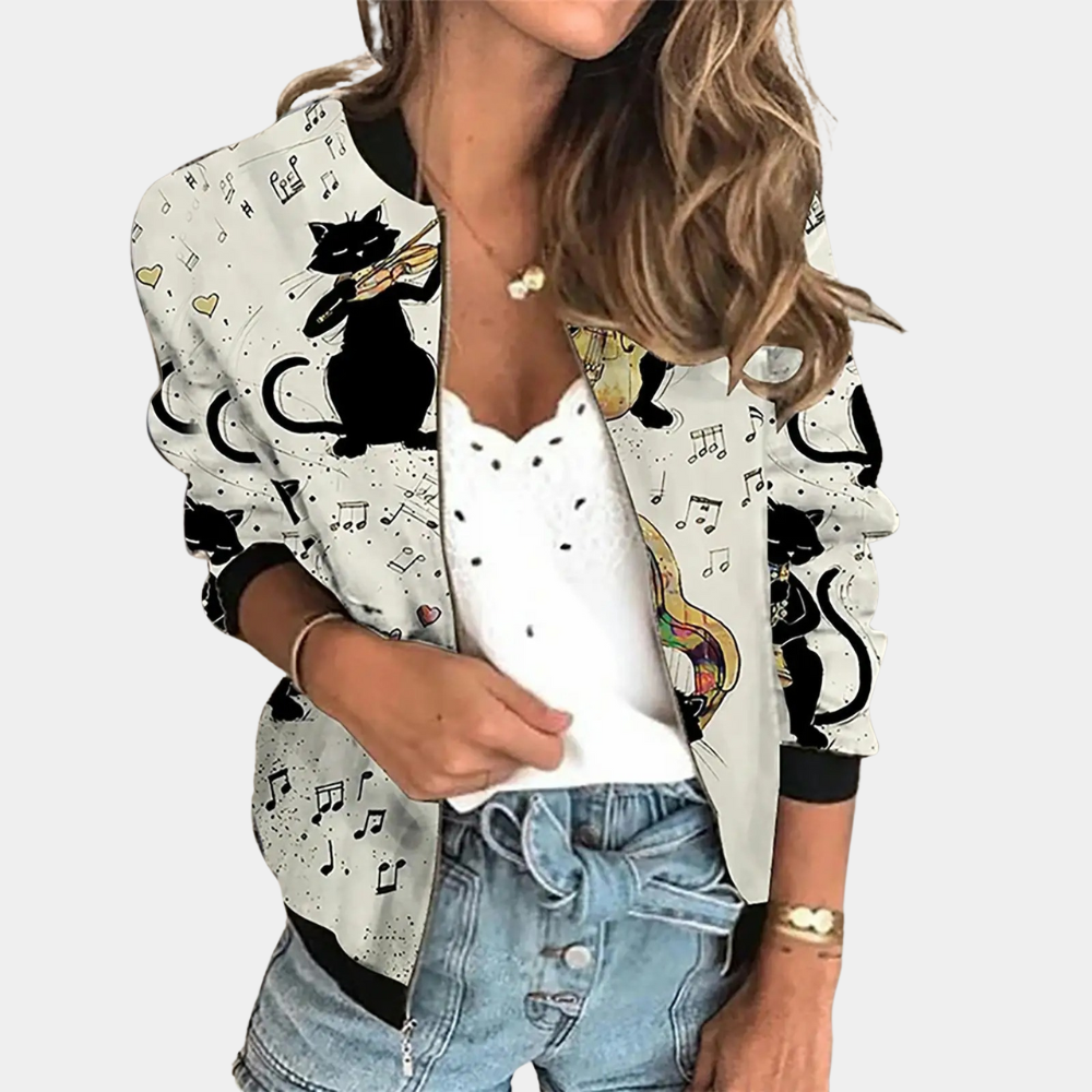 Herbstjacke Damen Trendy Druckdesign