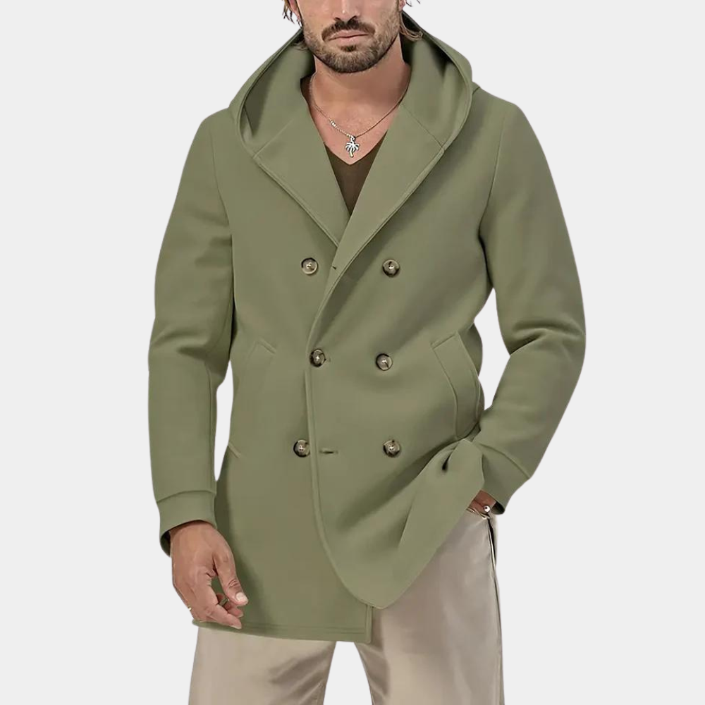 Herren Trenchcoat Elegant Kapuze Lässig